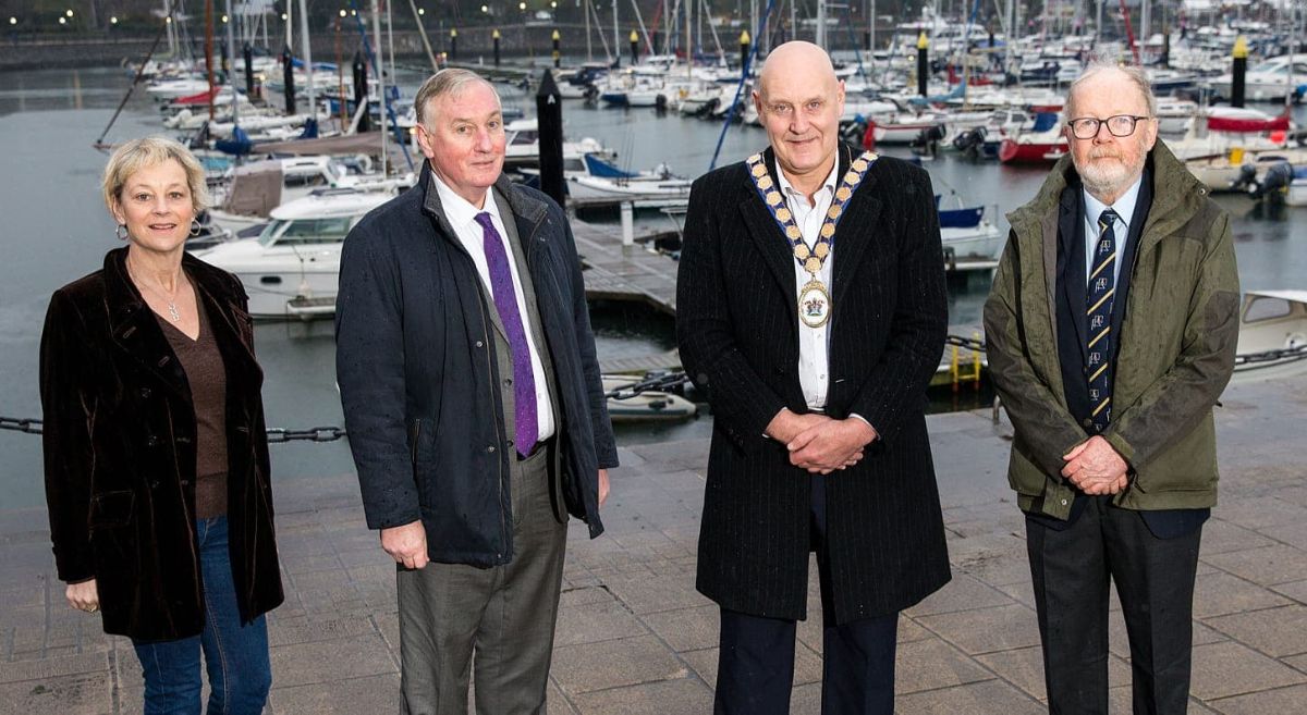 Four local representatives including Ken Webb 2nd left  pictured at Bangor Marina.